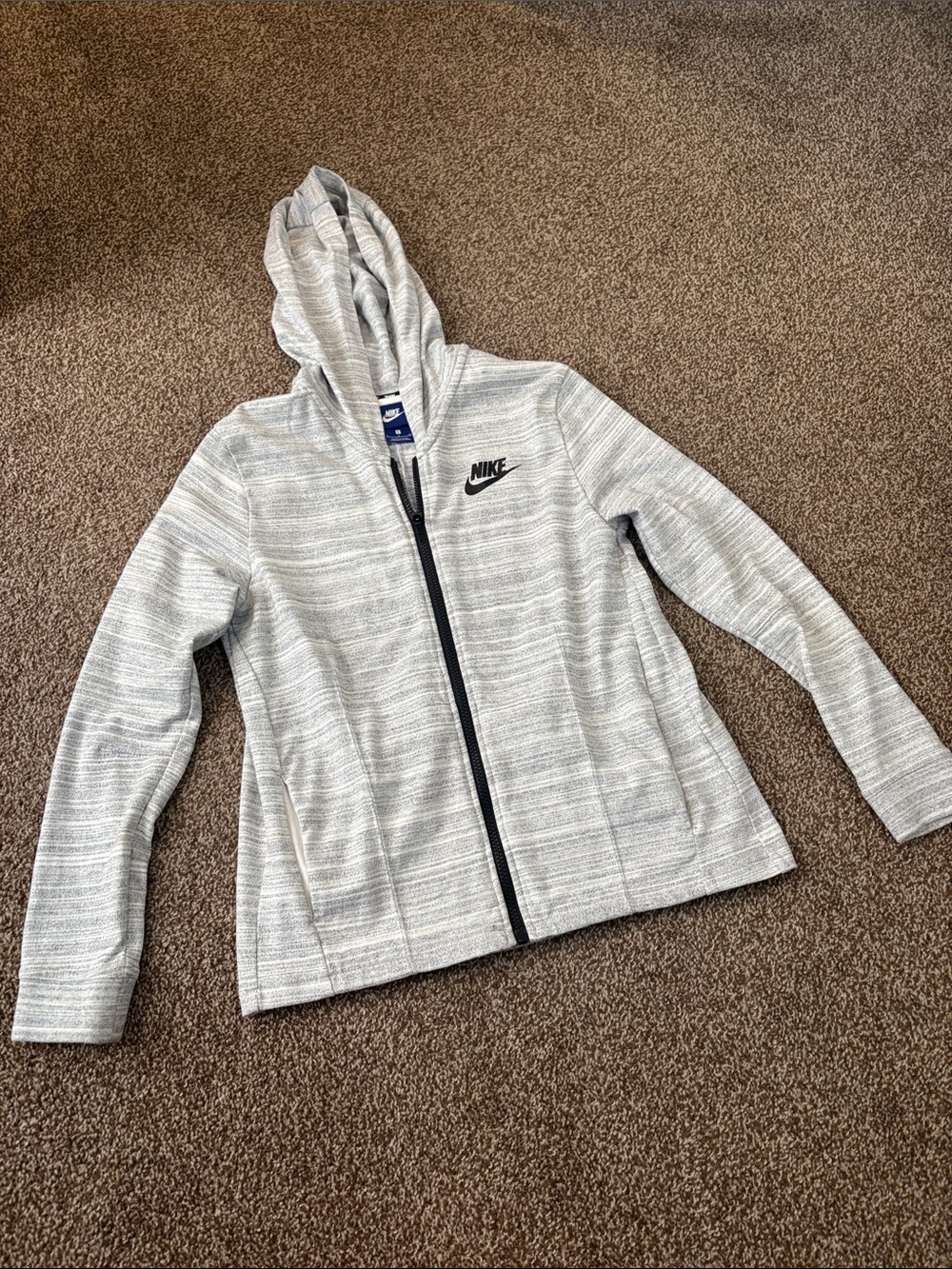 Nike Women’s Gray Striped Hooded Zip-Up Jacket